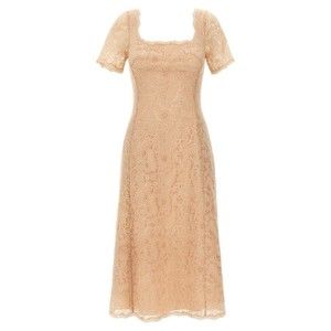 Ermanno Scervino Floral Lace Midi Dress With Square Neckline - NWT